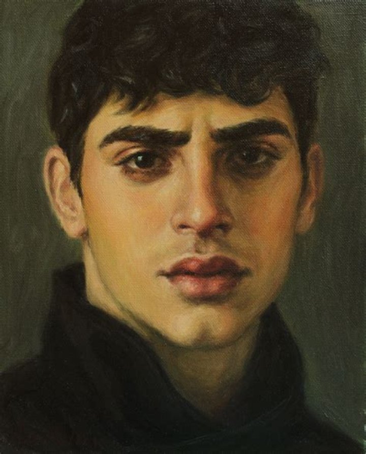 a painting of a man with long hair and beard