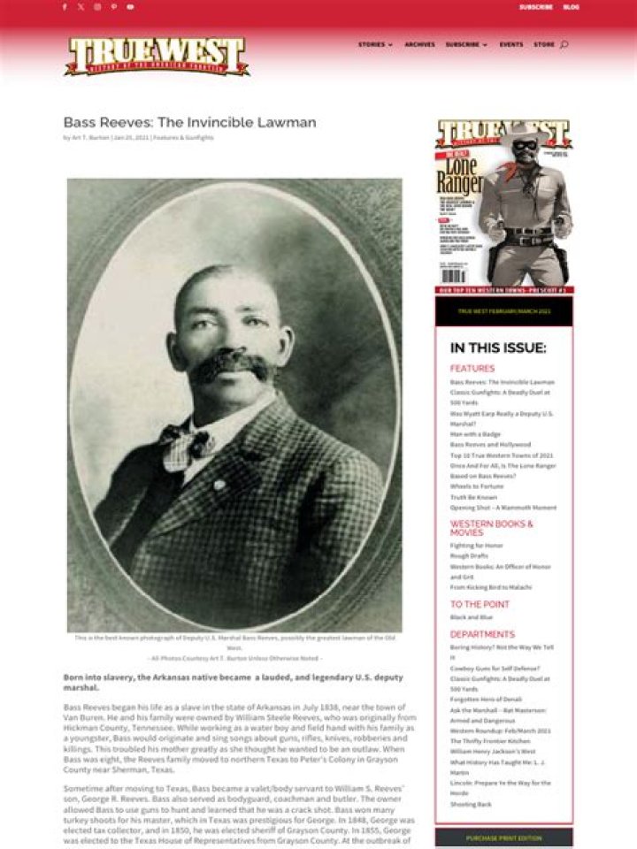Bass Reeves The Invincible Lawman True West Magazine