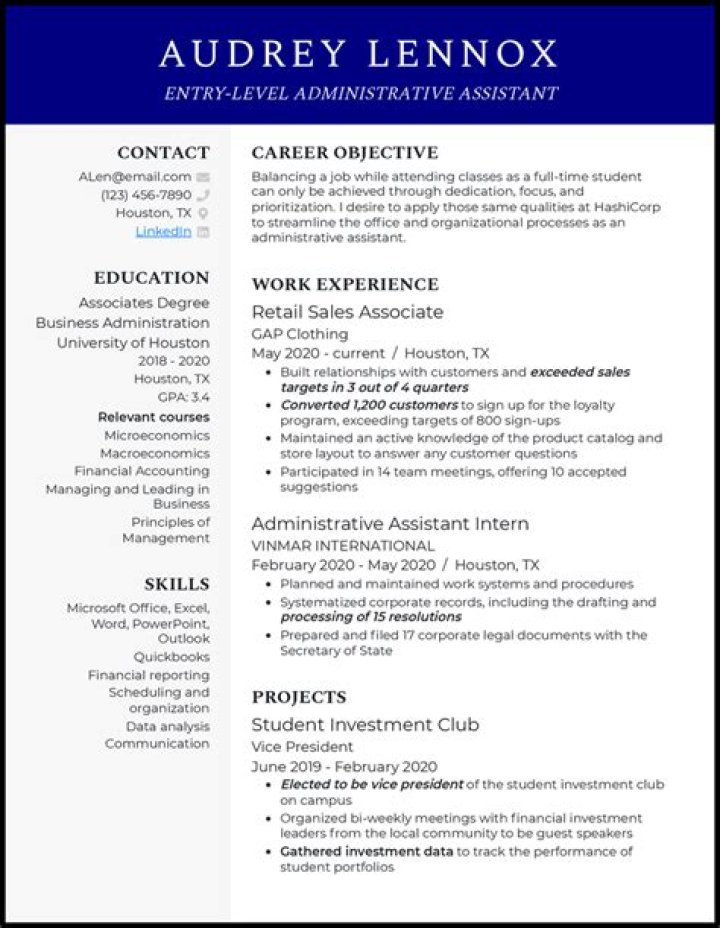 Entry-level resume objective examples