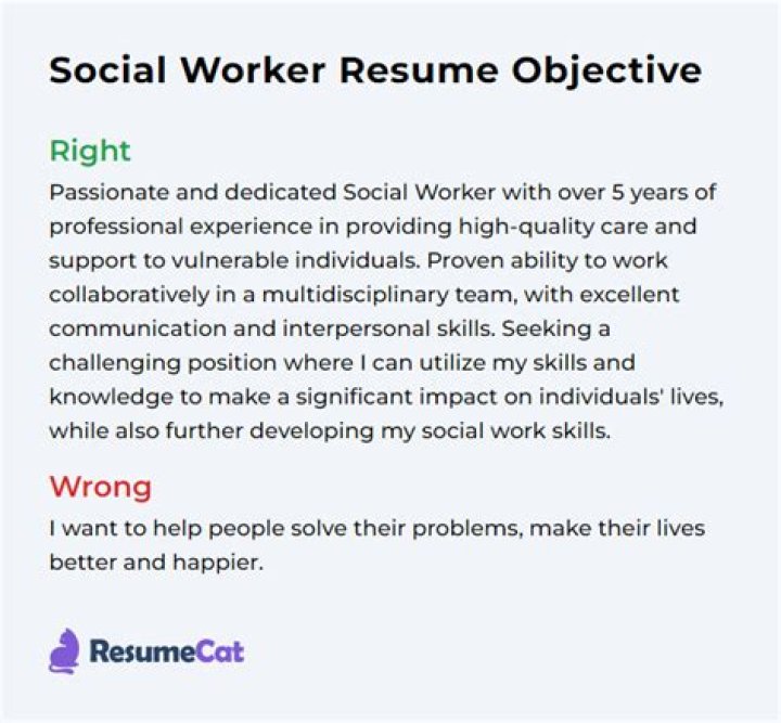 Experienced social worker resume objective examples
