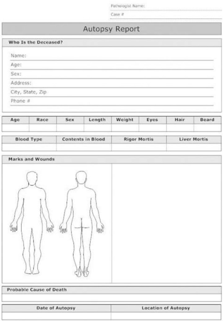 Fake Autopsy Report Template