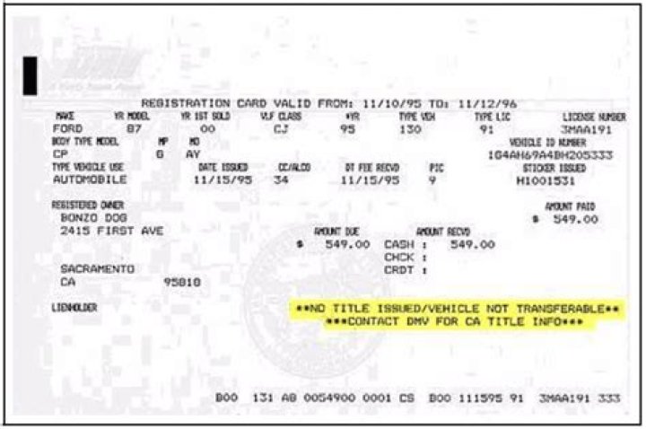 Fake Car Registration Template California