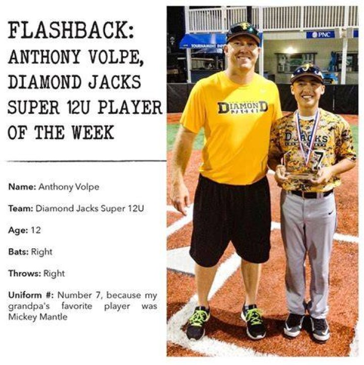 FLASHBACK FRIDAY ANTHONY VOLPE, DIAMOND JACKS SUPER 12U PLAYER OF THE