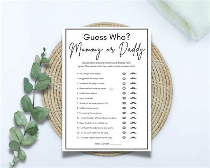 Guess Who Mommy or Daddy Game Mom or Dad Quiz Baby Shower Etsy