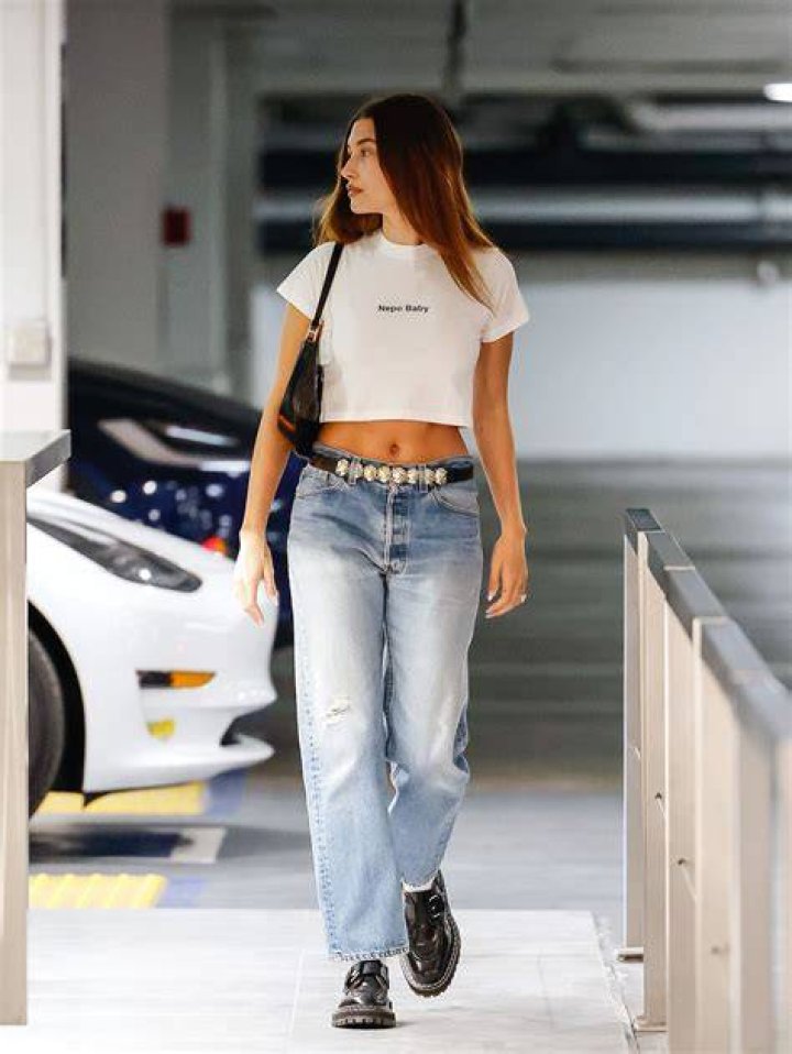Hailey Bieber Sports a Shirt Reading "Nepo Baby" Vogue