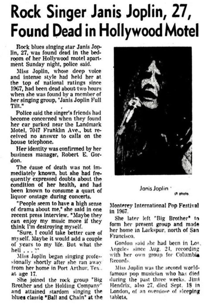 Janis Joplin Autopsy Unveils Startling Discoveries