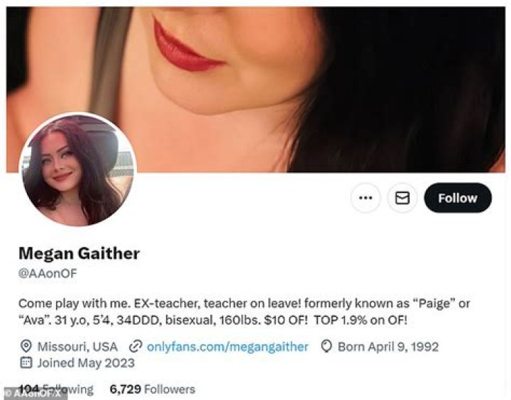 Missouri Teacher Megan Gaither 31, photos on onlyfans account name