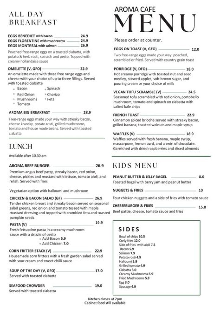 Our Menu Aroma De Cafe Restaurant & Bakery Garfield NJ