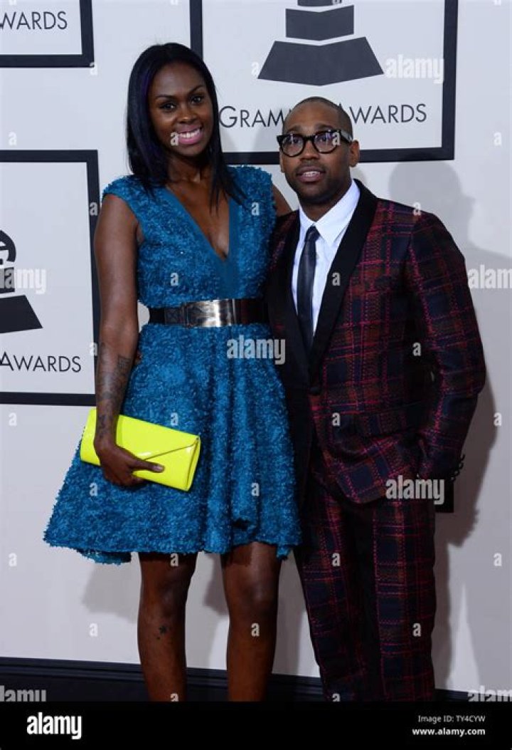 PJ Morton and wife arrive at the 56th annual Grammy Awards at Staples