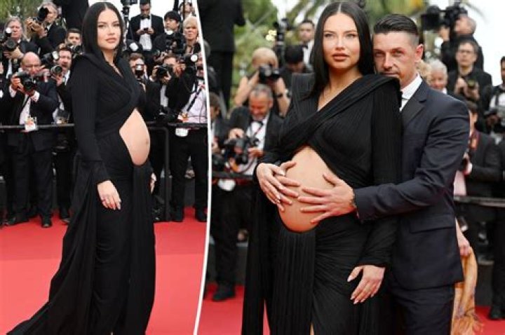 Pregnant Adriana Lima Shows Off Bare Bump in Cut Out Dress at Cannes