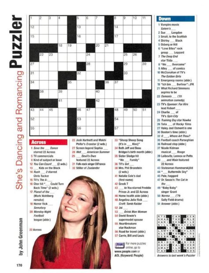 Printable People Magazine Crossword Puzzles Emma Crossword Puzzles