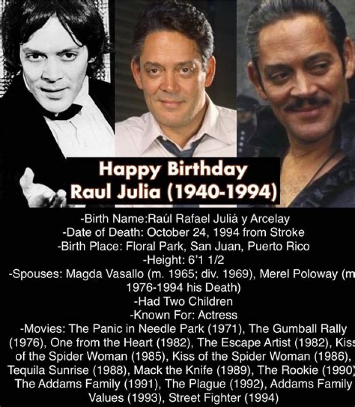 Raul Julia Biography, Life, Interesting Facts