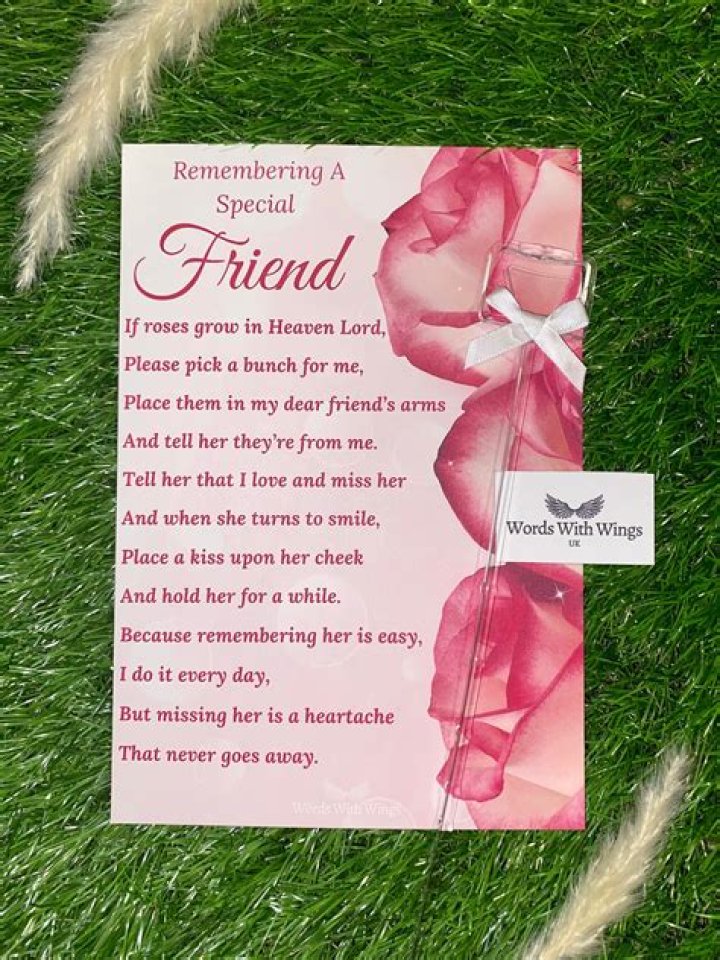 Remembering a special friend grave card friend funeral tribute friend