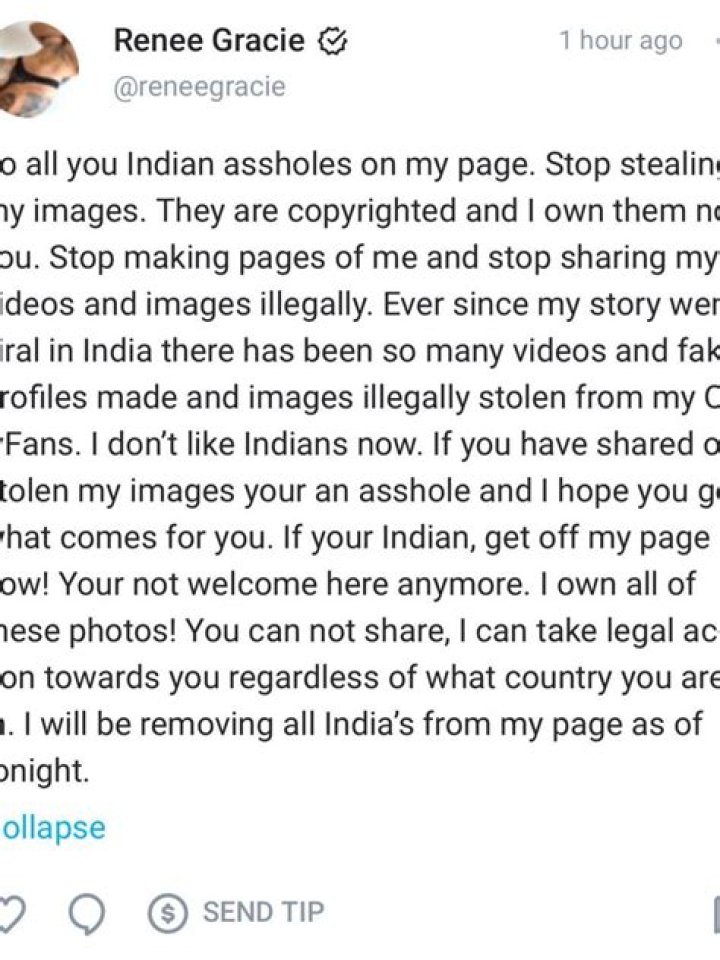 Renee Gracie posts rant against Indians on OnlyFans The Courier Mail