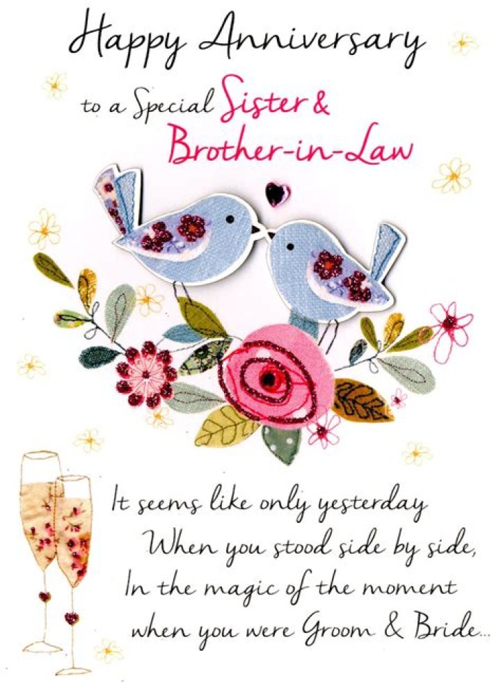 sister brother in law anniversary greeting card 2019 Happy wedding