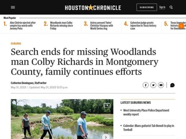 Updates on Woodlands Man Colby Richards Missing in Montgomery County