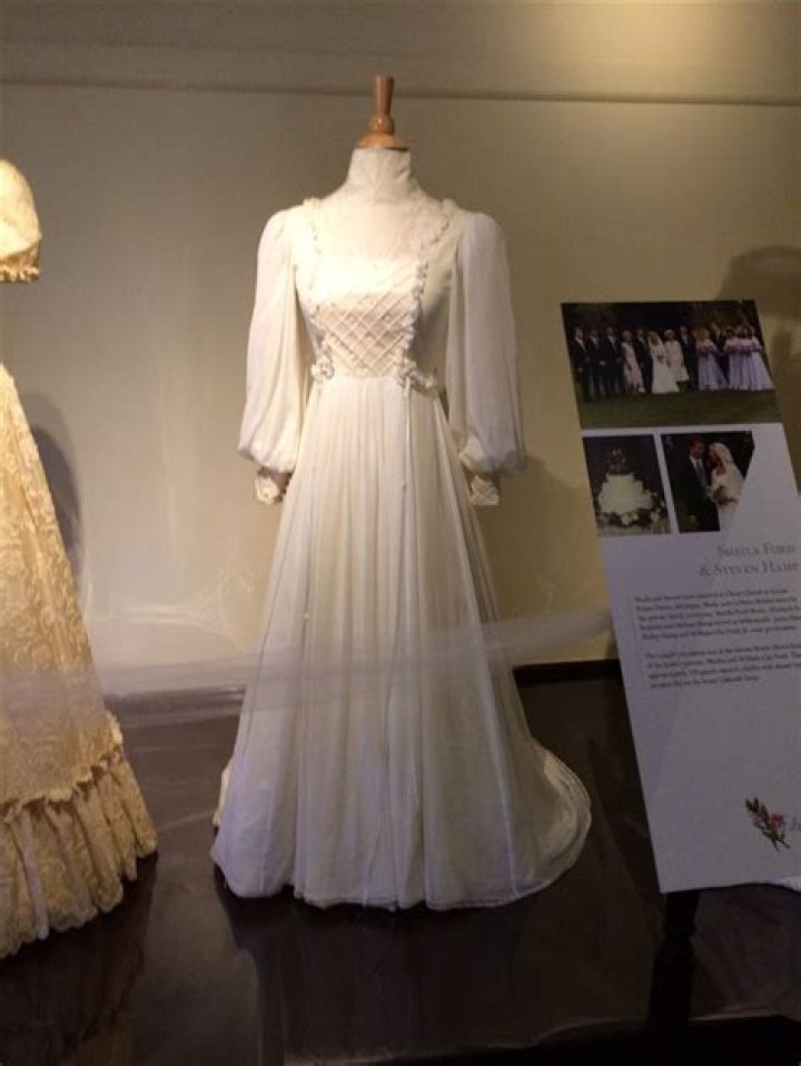 Wedding dress of Sheila Ford (m. Steven Hamp), 1970s, from the Edsel